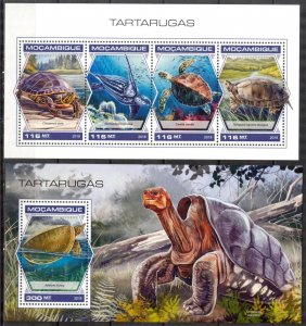 Mozambique 2018 Turtles I sheet + S/S MNH