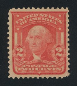 USA 319c - 2 cent Washington Type I - Scarlet Shade - VF Mint hinged