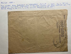 1943 Polish Forces Post Office 1 Cover To Polish Soldiers In London England