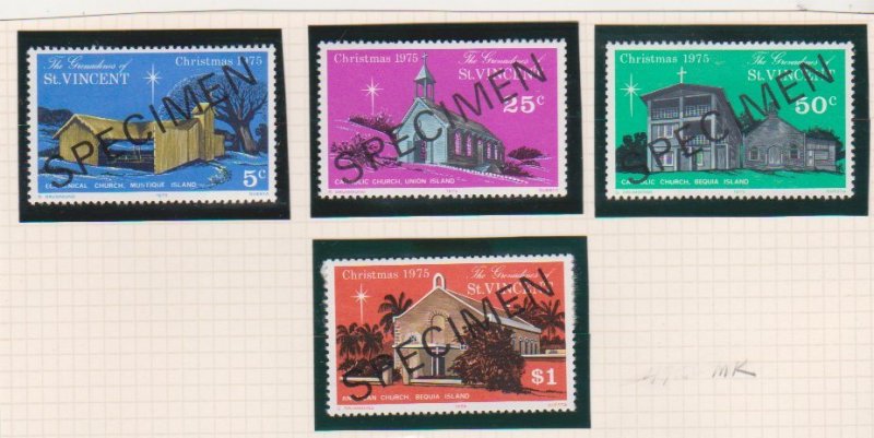 St. Vincent Grenadines 69-72 Churches-Christmas  Specimen Overprints Set MNH