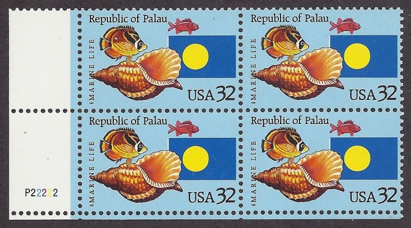 2999 Plate block 32cent Republic of Palau South Pacific Ocean Marine Life Island