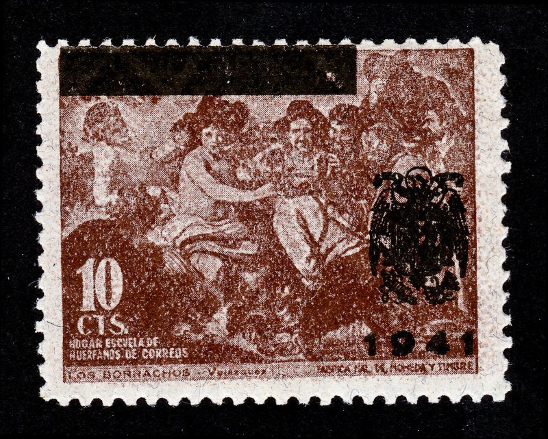 SPAIN STAMP PRE-WWII VELAZQUEZ LOS BORRACHOS 10 CENTIMOS OVERPRINT 1941 MNH-OG