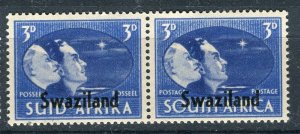 SWAZILAND; 1937 early GVI Coronation issue Mint hinged 3d. Pair