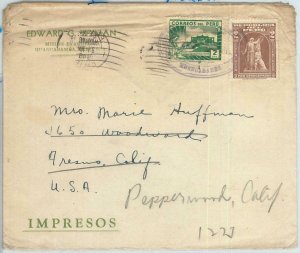 69341 -  PERU   - POSTAL HISTORY -  Printed Matter COVER from HUANCABAMBA 1940's