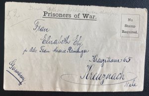 1917 Isle Of Man England Prisoner War Camp Cover To Kreuznach Germany WWI