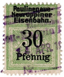 (I.B) Germany Railway : Paulinenaue-Neuruppiner Eisenbahn 30pf