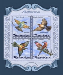 Mozambique - 2018 Bee-eaters on Stamps - 4 Stamp Sheet - MOZ18124a
