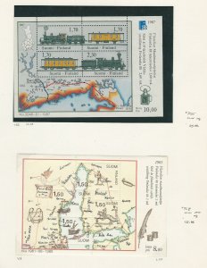 Finland, Postage Stamp, #755, 728 Mint NH, 1985-87 Train, Map, JFZ