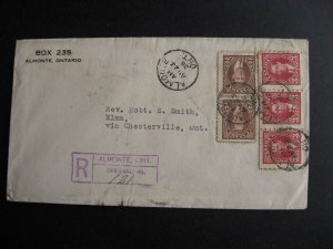 Canada registered cover Almonte to Elma via Chesterville ON 1938