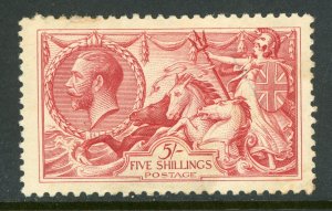 Great Britain 1919 Carmine Rose KGV 5 Shillings Scott #180 Mint G198