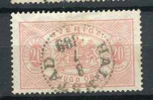 SWEDEN; 1874 early classic Official Perf 13 issue fine used 20ore. value