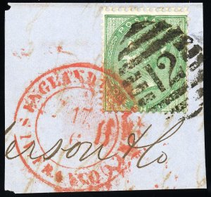 Great Britain Stamps # 28 Victoria Used VF Tied On Piece Scott Value $275.00