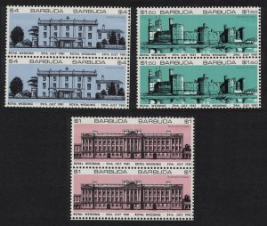 Barbuda Royal Wedding 3 booklet panes no perforation between stamps 1981 MH