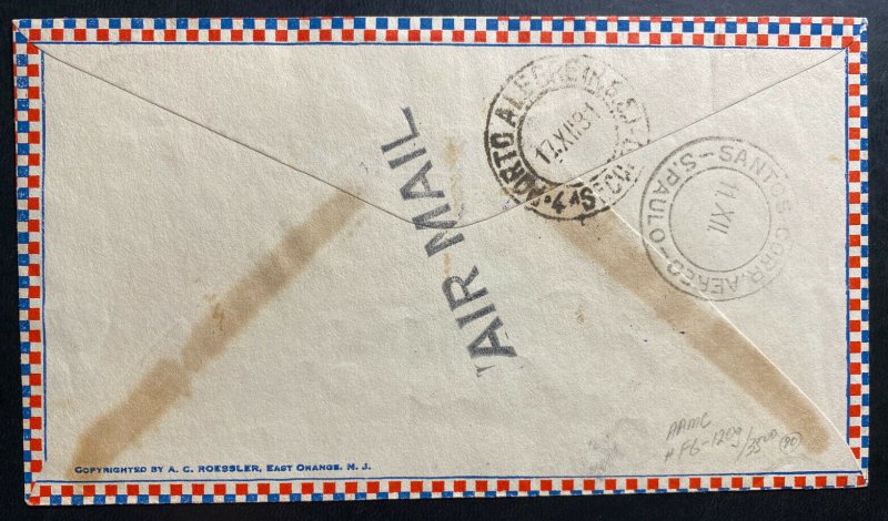 1931 Dominican Republic First Flight Airmail cover FFC to Porto Alegre Brazil