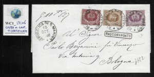 WC1_13106. SAN MARINO. Cover to Italy w. Enzo Diena Certificate Scott 13,15,17