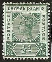 Cayman Islands # 1, mint hinged, very light crease. 1900. (C251)