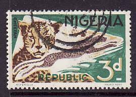 Nigeria-Sc#188- id5-used 3p Cheetah-Animals-1965-6-