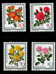 Switzerland Scott B451-454 MNH** 1977 Rose Flower semi postal set