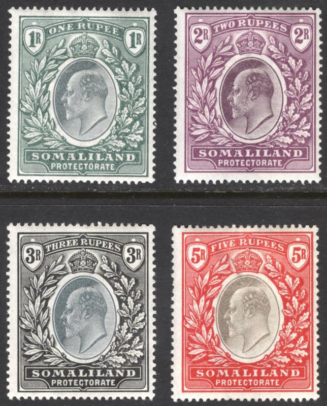 Somaliland 1904 1r-5r EVII High Values Scott 36-39 SG 41-44 MVLH Cat $220
