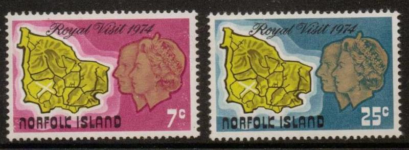 NORFOLK ISLAND SG149/50 1974 ROYAL VISIT MNH