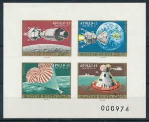 [108751] Hungary 1970 Space travel Apollo 13 Imperf. Airmail sheet MNH