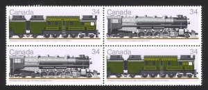 Canada Sc# 1119a MNH block/4 1986 34c Locomotives