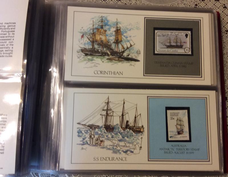 Worldwide Collection of 39 Cachet Cards,Ships,Sailing ships Fine inSpecial Album