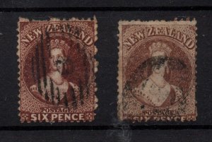 New Zealand QV 6d brown x 2 SG122 & 122A fine used WS36550