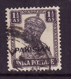 Pakistan-Sc#5-used 1&1/2a dk purple KGVI-1947-