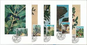 63734 - SPAIN - POSTAL HISTORY: Set of 5 MAXIMUM CARD 1973 -  NATURE Fruit TREES