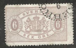 SWEDEN Scott 016 used 1882 official  perf 13