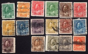 Canada 104-122 King George V used stamps (sans 117)