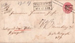 Germany Prussia 1sg Eagle Envelope 1867 Wallhausen, Reg. Bez. Merseburg Domes...