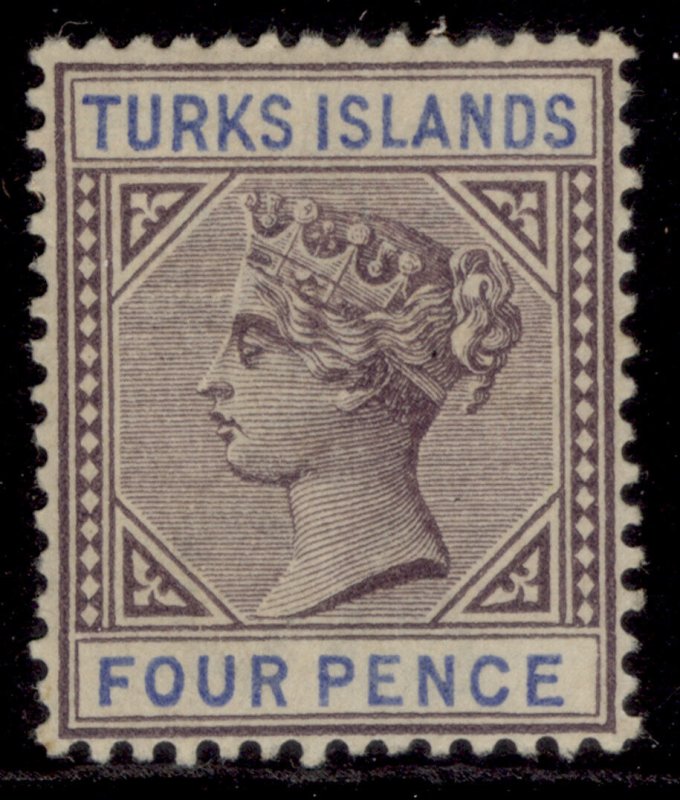 TURKS & CAICOS ISLANDS QV SG71, 4d dull purple & ultramarine, M MINT. Cat £25.