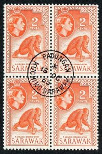 SARAWAK SG205 1965 2c Red-orange Wmk w12 THE KEY VALUE CDS Block Cat 64 pounds