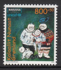 Greenland MNH 2012 Scott #B37 800o + 50o NAKUUSA Let us be strong - UNICEF pr...