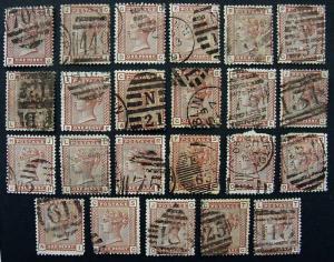 Great Britain, Scott 79, Used, 23 different plate positions