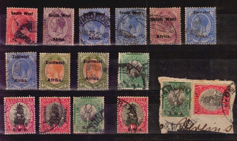 SWA SOUTH WEST AFRICA NAMIBIA EARLY USED STAMPS POSTMARKS CANCEL German Paquebot