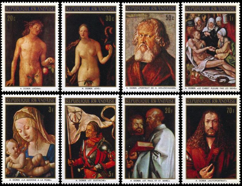 Rwanda 423-430, MNH, Albrecht Durer Paintings