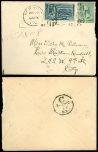 1890 New York Duplex CDS w Caged PO, Special Delivery SC #E2 to City Address