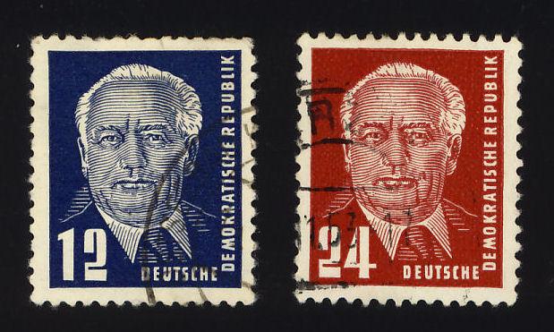 DDR Sc# 54-55  12pf & 24pf Pres Wilhelm Pieck set CTO