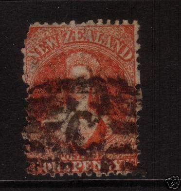 NEW ZEALAND FFQ 1d RED SG68 PERF 13 STAR WMK CHALON