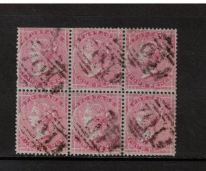 Great Britain #22 Used Rare Block Of Six - Small Garter Watermark On Deeply Blue