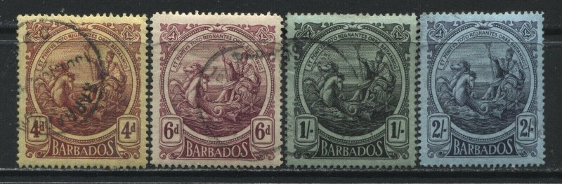 Barbados KGV 1916 various values from 4d to 2/ used