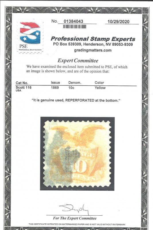 116 Used... PSE Certificate... SCV $110.00... VF/XF