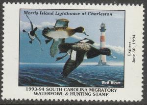 U.S.-SOUTH CAROLINA 13, STATE DUCK HUNTING PERMIT STAMP. MINT, NH. VF