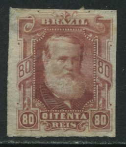 Brazil 1878 80 reis lake rouletted unused no gum