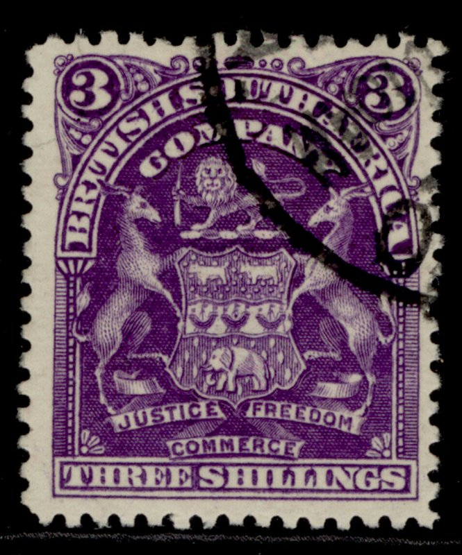 RHODESIA QV SG86, 3s deep violet, FINE USED.