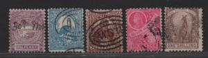 $New So. Wales Sc#77b, 78c, 79-80, 82, used, fine, part set, Cv. $29.60