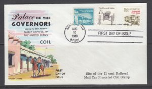 US Sc 2265 combo FDC 1988 21c Railway Mail Car, Fluegel cachet, fresh, bright